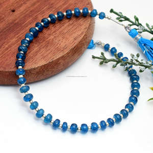 Vente en gros de rondelle lisse en apatite bleue naturelle de 8 pouces de 5x5 à 7.5x7.5mm brin de pierres précieuses utilisé dans la fabrication de colliers de bijoux - Product Image 3