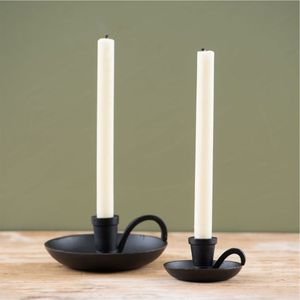 Portavelas de Hierro Retro al por Mayor, Soporte Portátil para Velas Cónicas, Bandeja para Velas, Base para Velas Negra Mate, Decoración e Iluminación para Bodas - Product Image 1