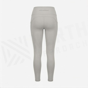 North Approach High Waist Full Length Yoga <b>Leggings</b> With <b>Pockets</b> Solid Gray Seamless Four-Way Stretch Women's Activewear - Product Image 2