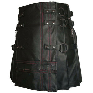 Handmade Genuine Cow <b>Leather</b> Kilt Men Stylish Kilt With Buckles - Product Image 3