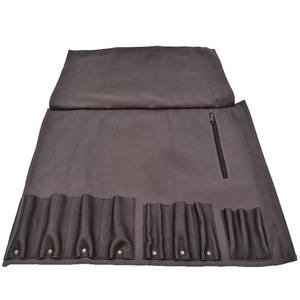 Dark Brown Canvas <b>Tool</b> <b>Roll</b> With Leather Straps And Brass Buckles Durable Equipment Storage Bag - Product Image 1