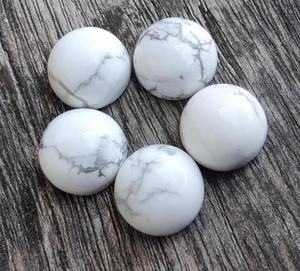 Cabochons en howlite, pierres précieuses rondes à dos plat, pierre polie de haute qualité pour la fabrication de bijoux, vente en gros, 5 pièces - Product Image 1