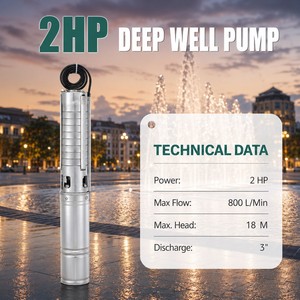 Pompe submersible multi-étages en acier inoxydable 4 SubWell, 2 CV, 3 sorties, haute pression, moteur triphasé, garantie 1 an, fontaine - Product Image 1