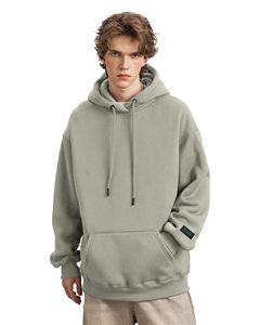 Sweat à capuche épais en molleton uni pour homme, coupe oversize avec poche, style streetwear, 100 % coton - Product Image 2
