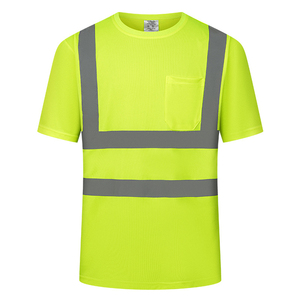 เสื้อยืดแขนสั้นมีกระเป๋าสะท้อนแสงสำหรับงานก่อสร้าง  แบบสั่งทำพร้อมโลโก้  วัสดุโพลีเอสเตอร์  มาตรฐาน ANSI 2  ความปลอดภัยสูง  ขายส่ง - Product Image 3
