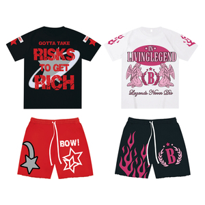 T-shirts et shorts surdimensionnés avec logo personnalisé, 100% coton, ensemble de t-shirts et shorts pour hommes, ensembles délavés à l'acide pour hommes - Product Image 4