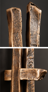 Poignée de porte forgée à double barre, finition bronze antique, longue poignée de meuble texturée, quincaillerie de mobilier de caractère pour intérieurs de luxe - Product Image 4