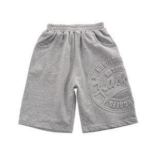 Shorts d'été décontractés pour hommes, logo 3D personnalisé en relief, respirant, 100% coton, tissu en molleton français - Product Image 1