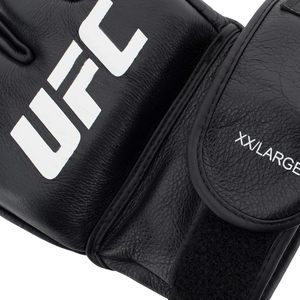 Gants de grappling MMA noirs <span class=keywords><strong>UFC</strong></span> professionnels à prix d'usine, design de logo personnalisé, en cuir véritable, demi-doigts, fermeture auto-agrippante - Product Image 4