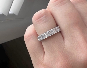 New Trendy Radiant Cut Moissanite Diamond Hip Hop Style <b>Ring</b> Comes with U-Prong Setting Full <b>Eternity</b> Band for Women Wholesale - Product Image 3