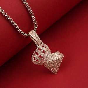 Couronne de reine en moissanite sertie de diamants, pendentif hip-hop plaqué or avec argent 925, bijoux fins, pendentifs et breloques - Product Image 2