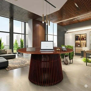 Escritorio de Recepción Moderno, Casual, Ecológico e Impermeable de Madera de Pera para Oficina y Muebles de Sala de Estar con Grabado 3D - Product Image 6