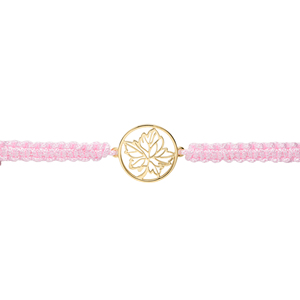 Bracelet en macramé bordeaux plaqué or rhodié 14 carats avec breloque feuille, cordon tressé réglable, design élégant, bijoux unisexe - Product Image 4