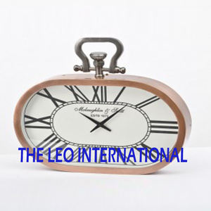 Horloge de table en acier inoxydable et cuir, sans tic-tac, design simple et élégant, pour bureau, étudiant, salon - Product Image 3