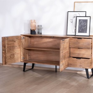 Meuble de rangement bas Vandana Crystal Style 160 cm avec tiroirs, design contemporain Uky au style rétro - Product Image 4