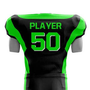 Unisex American Football Jersey Set Black Green 50 Sublimated V-Neck <b>Short</b> Sleeve Moisture Wicking Fitted <b>Mesh</b> Uniform 100% - Product Image 3
