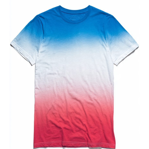 Men's Ombre Blue to Red to <b>White</b> Gradient T-Shirt Short Sleeve Casual regular fit O-neck <b>tee</b> - Product Image 1