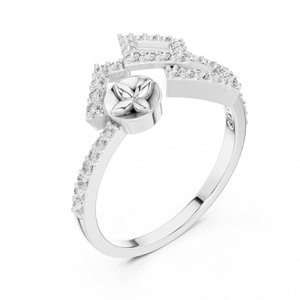 Anillo de Diamantes Geométrico de Lujo para Mujer |   Diseño de Motivo Cuadrado |   Engaste Micro Pavé |   Anillo de Moissanita |   Joyería de Aleación de Plata de Ley - Product Image 2