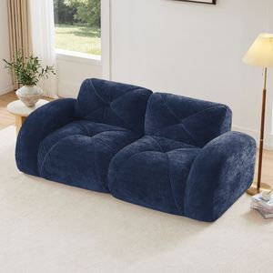 Divano a 2 Posti in Velluto Trapuntato con Design Antiscivolo Ergonomico Spugna ad Alta Densità 32D Senza Struttura - Product Image 1