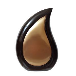 Urnes funéraires en laiton de haute qualité en forme de larme, avec finition métallique dorée et noire, pour cendres humaines. - Product Image 1