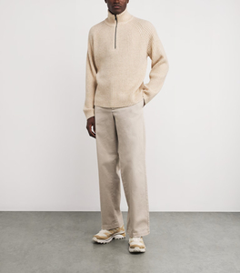 <b>Men's</b> Wool <b>Turtleneck</b> Sweater Quarter Zip Pullover Solid Color Thick Knit Winter Wear Full Sleeve Regular Fit - Product Image 4