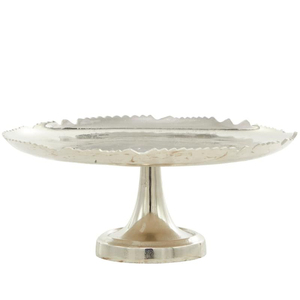 Plateau de service rond classique en métal sur pied, de qualité supérieure, plaqué argent, pour présentation de gâteaux sur table de dessert de mariage - Product Image 4