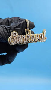 Hip Hop Moissanite <b>Name</b> Pendant Iced Out Rhodium Plated 925 Silver Gold <b>Chain</b> GIA Certified Custom Bling Jewelry Gift - Product Image 3