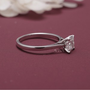 IGI Certified Princess Cut Diamond Solitaire Engagement - Wedding <b>Ring</b> in 14K White / Yellow & Rose Gold - Product Image 5