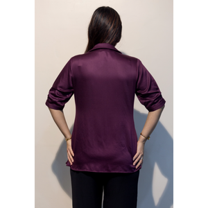Camisa EURELLA Wine Giza de Algodón Elegante Premium para Mujer, Moda Casual para Uso Diario - Product Image 5