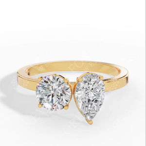 Pear and Round Cut Lab Grown Diamond <b>Ring</b> 925 Sterling Silver <b>Two</b> <b>Stone</b> Wedding <b>Ring</b> Wholesale OEM Jewelry Supplier - Product Image 2