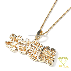 MICK <b>Name</b> Pendant Necklace Gold Tone Moissanite Paved Custom Letter Jewelry Iced Out Hip Hop <b>Chain</b> Necklace For Women - Product Image 5
