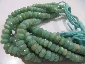 Cuentas de Amazonita Verde Natural Facetadas en Forma de Rondelle de 7-10 mm, Hilo de Cuentas de Piedras Preciosas de 8 Pulgadas de Largo - Product Image 2