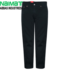 Mens Classic Black Denim Jeans Straight Leg Regular Fit Cotton Pants Five Pocket Casual Trousers For Daily Wear - Product Image 1