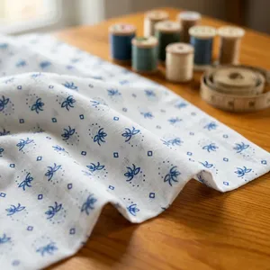 Vestido de tela suave con estampado de algodón azul Ditsy de algodón de primera calidad natural, Túnica, vestidos para niños, decoración artesanal, tela de cortina al por mayor - Product Image 2