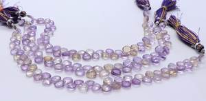 Perles de pierres précieuses en améthyste naturelle du Brésil, facettées en forme de cœur, type briolette, 6-6,5 mm, brin de 8 pouces, perles d'améthyste facettées - Product Image 3