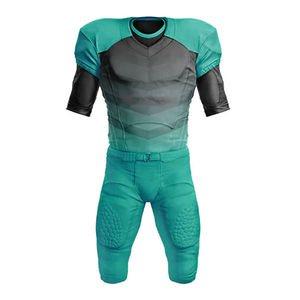 Ensemble d'uniformes de football américain personnalisés très demandés, haute qualité, 100 % polyester respirant, short d'été imprimé, grandes tailles, protection UV - Product Image 2