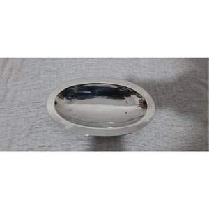 Bandeja de Buffet Moderna de Acero Inoxidable Plateado, Plato Ovalado Profundo de Lujo para Frutas, Plato Decorativo de Metal con Logotipo Personalizado para Catering y Eventos - Product Image 1