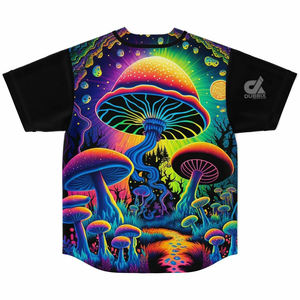 Camiseta de Béisbol Personalizada con Estampado de Hongos Psicodélicos para Hombre, Uniforme de Equipo con Botones, Camisa Deportiva Transpirable de Poliéster, OEM - Product Image 6