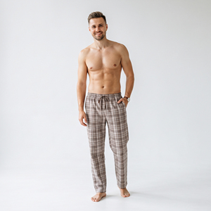 Men <b>Plaid</b> Cotton Pajama <b>Pants</b> Drawstring Waist Side Pockets Sleeping Trouser Lounge Wear Breathable Midweight <b>Pants</b> - Product Image 2