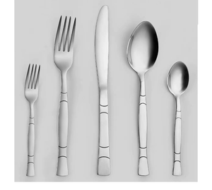 Nouvel ensemble de couverts en acier inoxydable mat argenté, vaisselle haut de gamme pour hôtels, mariages, repas et essentiels de cuisine - Product Image 1
