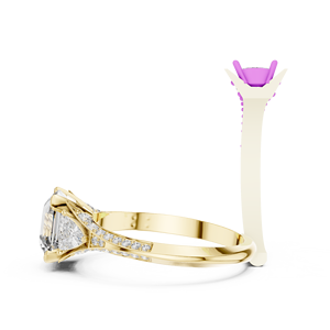 Bague en or jaune 14 carats avec diamant de laboratoire taille octogonale carrée, certifié GRA, idéale pour les soirées, bijou de fête pour tous les amoureux - Product Image 4