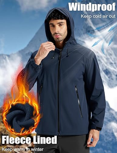 Chaqueta de Invierno Casual para Hombre, con Capucha, Resistente al Viento, de Color Sólido, con Cierre Frontal, Corte Regular, con Múltiples Bolsillos - Product Image 5