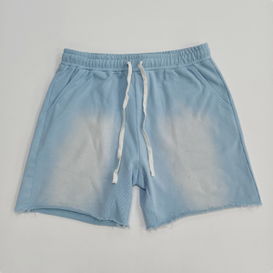 Pantalones Cortos de Algodón Azul Claro para Hombre, Cintura Media, Casuales, Transpirables, Tejido de Punto, Color Sólido - Product Image 1