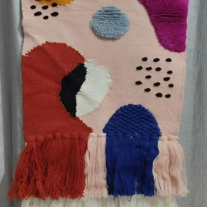 Alfombra Decorativa Abstracta Tejida a Mano de Nuevo Diseño |   Tapiz de Macramé Tejido a Mano, Decoración Boho Moderna para Colgar en la Pared -35 - Product Image 1