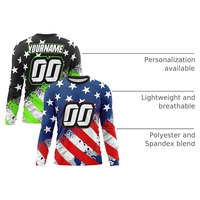 Jersey Motocross dan BMX Custom Bendera USA, Kaos Balap Motor Trail, Bernapas, Cepat Kering, Lengan Panjang, Off Road, Sepeda Motor, Bersepeda