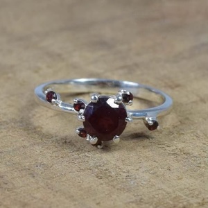 Natural Red <b>Garnet</b> 925 Sterling <b>Silver</b> Faceted Gemstone <b>Ring</b> January Birthstone Handmade Designer Jewelry Wholesale - Product Image 4