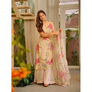 Última Moda en Trajes Sharara de Organza con Lentejuelas para Bodas, Nueva Colección en Venta - Product Image 1