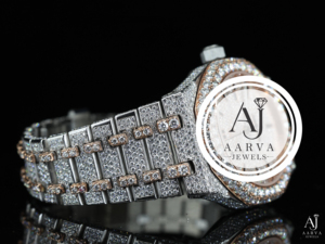 AARVA JEWELS นาฬิกาจักรกลสุดหรูสแตนเลสสตีลกรอบเพชรหน้าปัดคริสตัลแซฟไฟร์ 38 มม. สำหรับทุกเพศ 3BAR กันน้ำแบบซ่อน - Product Image 4