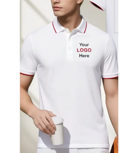 Men's Gray Cotton Polo Shirt Short Sleeve Embroidered Logo Front Solid Color Casual Knitted Breathable Regular Fit - Product Image 5