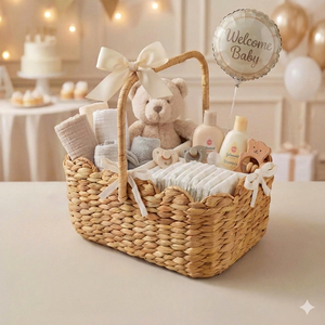 Cesta Organizadora para Bebés Hecha a Mano con Jacinto de Agua Tejido y Borde Festoneado - Cesta de Almacenamiento de Pañales de Jacinto de Agua Natural con Forro Extraíble - Product Image 3